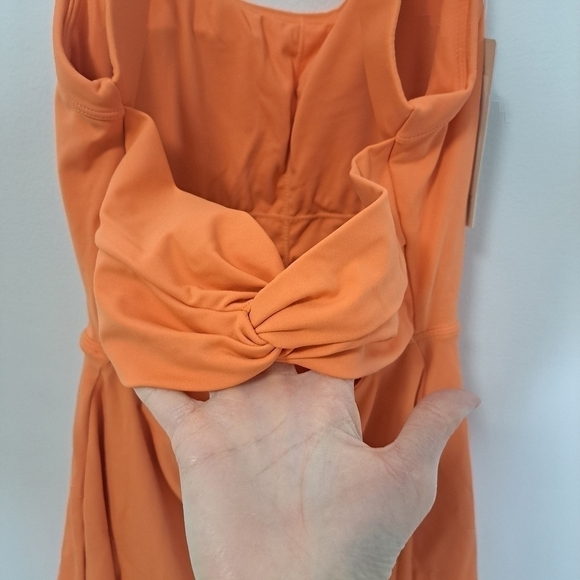 Halara backless cut out twisted side pocket ballet dress orange XS NWT - Picture 9 of 10